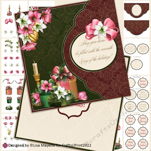 Elegant Amaryllis Flowers & Gifts Damask Card Making Kit