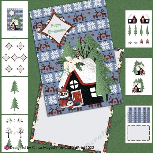 Christmas Dog & Panda Bear Card Making Kit