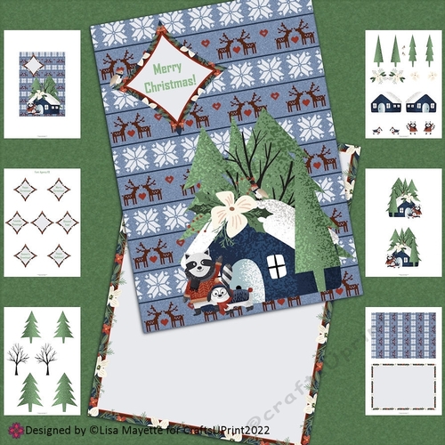 Christmas Dog & Raccoon Card Making Kit