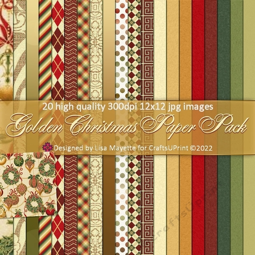 Golden Christmas Vintage Ornaments Paper Pack
