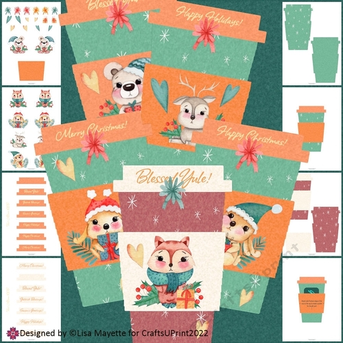 Christmas Animals Coffee Cup Gift Card Holder