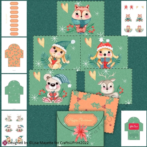 Christmas Animals Gift Card Holder Envelope