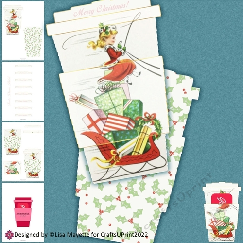 Little Miss Claus Coffee Cup Gift Card Holder
