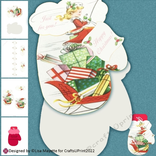 Little Miss Claus Wooly Mitten Shaped Gift Card Holder Making Kit