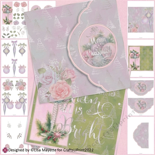 Vintage Lacy Cocktail Christmas Card Making Kit