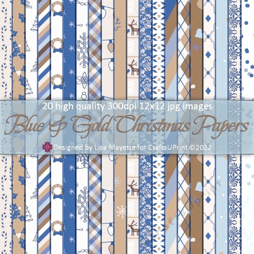 Blue & Gold Christmas Paper Pack