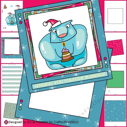 Silly Polar Bear with Cake Christmas Cad Making Kit