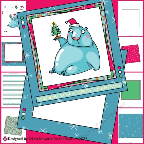 Silly Polar Bear with Tree Christmas Cad Making Kit