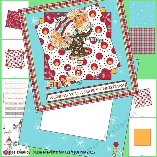 Ice Skating Red Headed Girl & Dog Christmas Cad Making Kit