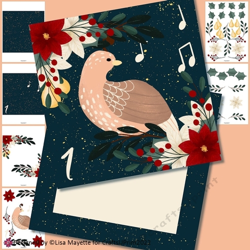 Folk Art 12 Days of Christmas Partridge in a Pear Tree Card Making Kit