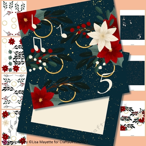 Folk Art 12 Days of Christmas Five Golden Rings Card Making Kit