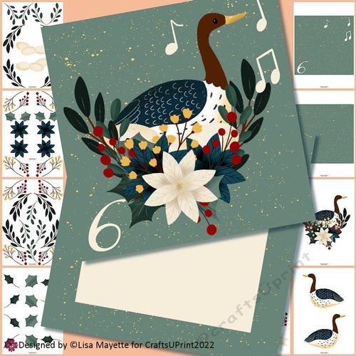 Folk Art 12 Days of Christmas Six Geese a Laying Card Making Kit