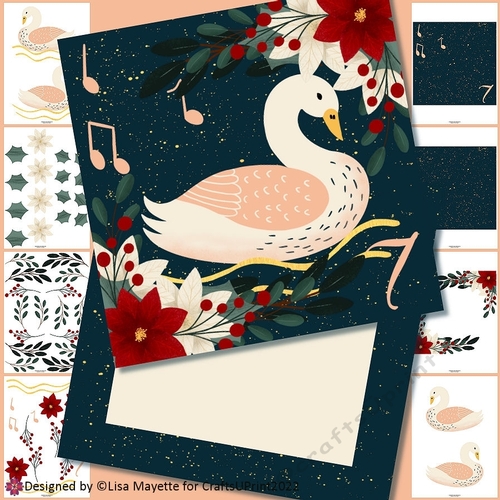 Folk Art 12 Days of Christmas Seven Swans a Swimming Card Making Kit