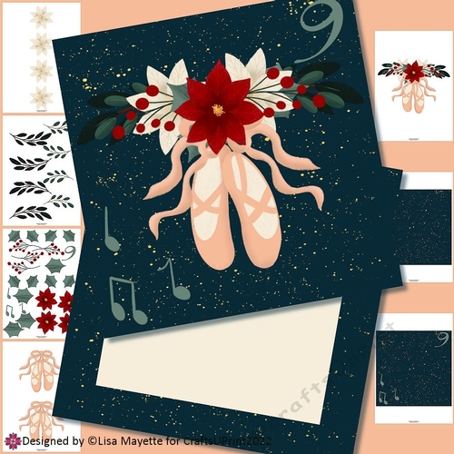 Folk Art 12 Days of Christmas Nine Ladies Dancing Card Making Kit