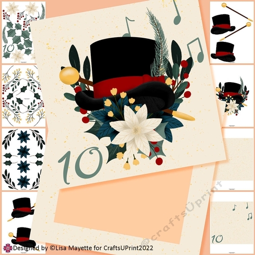 Folk Art 12 Days of Christmas Ten Lords a Leaping Card Making Kit