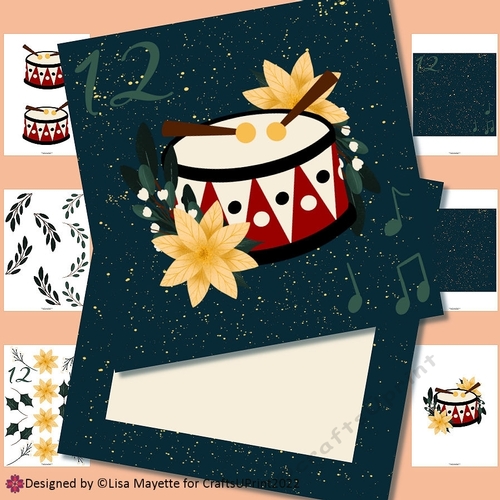 Folk Art 12 Days of Christmas Twelve Drummers Drumming Card Making Kit