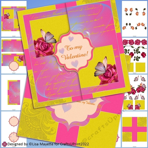 Romantic Pink Roses & Butterflies Card Making Kit