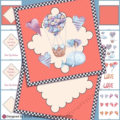 Hot Air Whale & Balloon Bears Valentine Card Making Kit