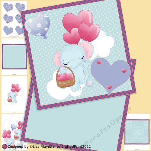 Elephant Balloons Valentine Card Making Kit