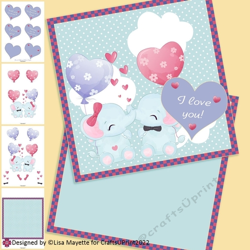 Elephant Couple Valentine Card Making Kit