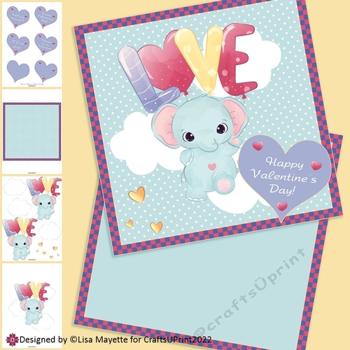 Elephant Love Valentine Card Making Kit