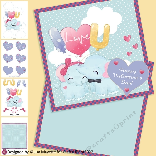 Elephant Sweethearts Valentine Card Making Kit