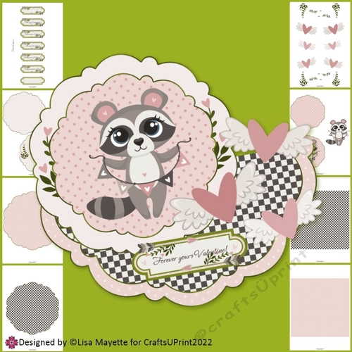 Racoon Love Banner Valentine Layered Wobble Card Making Kit
