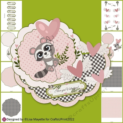 Floating Racoon Valentine Layered Wobble Card Making Kit