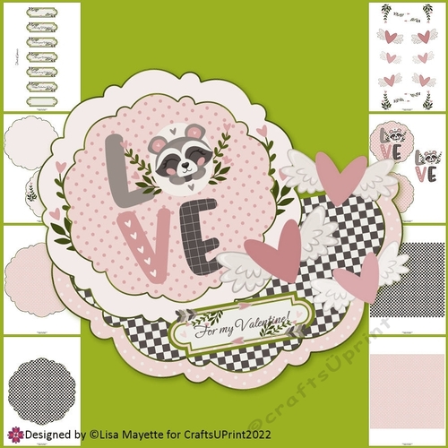 Racoon Love Valentine Layered Wobble Card Making Kit