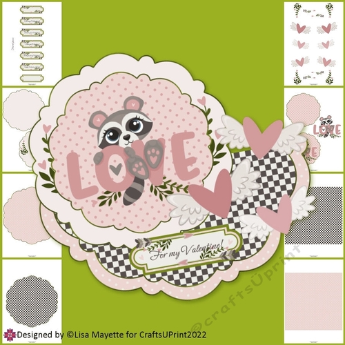 Playful Racoon Love Valentine Layered Wobble Card Making Kit
