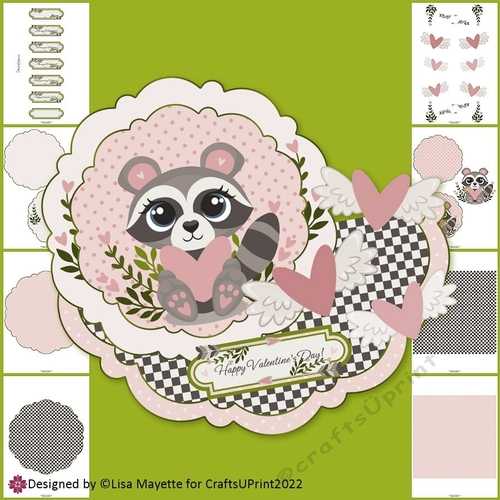 Racoon Heart Valentine Layered Wobble Card Making Kit