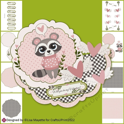 Racoon Thoughts of You Valentine Layered Wobble Card Making Kit