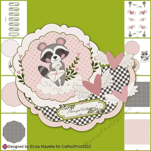 Racoon Love Letter Valentine Layered Wobble Card Making Kit