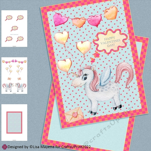 Sweet Unicorn Pegasus Valentine Layered Wobble Card Making Kit