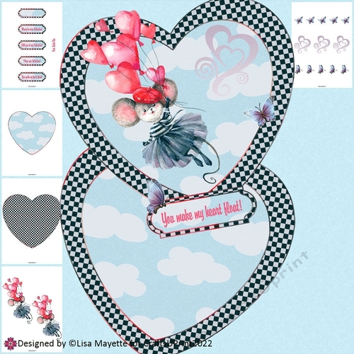 Country Mouse Balloons Valentine Card Making Kit
