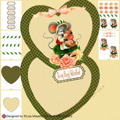 Country Mouse Mother & Baby Valentine Card Making Kit