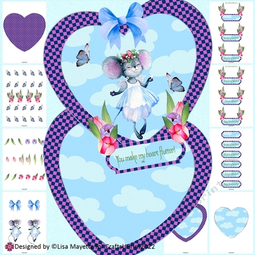 Country Mouse Girl Valentine Card Making Kit