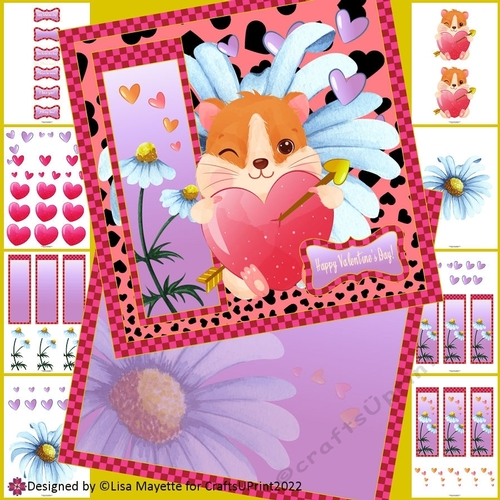 Cute Hamster Heart Valentine Card Making Kit