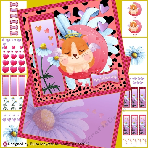 Cute Hamster Cupid Moon Valentine Card Making Kit