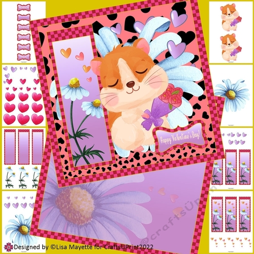 Cute Hamster Roses Valentine Card Making Kit