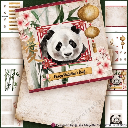 Asian Panda Bear Valentine Card Making Kit
