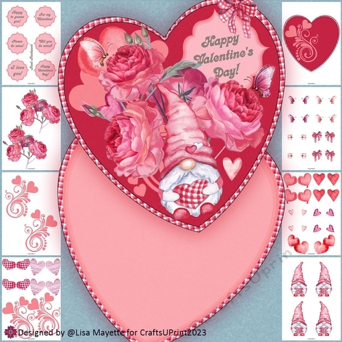 Boy Gnome Heart Shaped Valentine Card Making Kit
