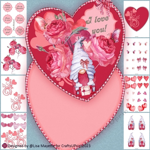 Girl Gnome Heart Shaped Valentine Card Making Kit