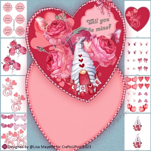 Love Gnome Heart Shaped Valentine Card Making Kit