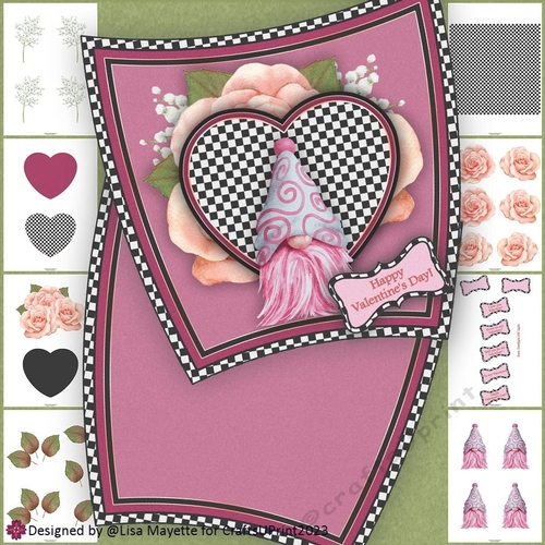 Pink Gnome Shaped Valentine Card Making Kit