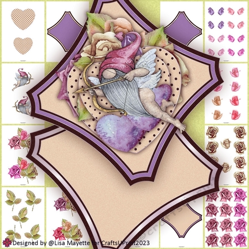 Cupid Gnome Diamond Shaped Valentine Card Making Kit
