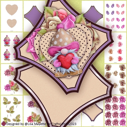 Golden Gnome Diamond Shaped Valentine Card Making Kit