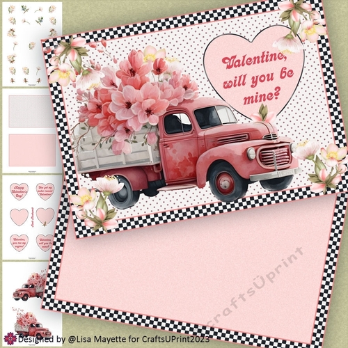 Beautiful Red Truck Valentine Card Making Kit