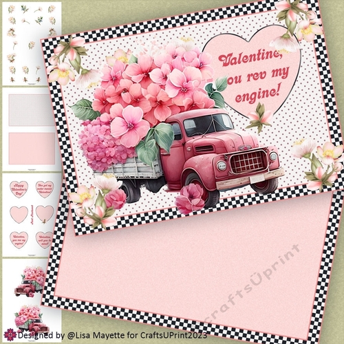 Hydrangea Truck Valentine Card Making Kit