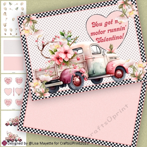 Pink Truck Valentine Card Making Kit
